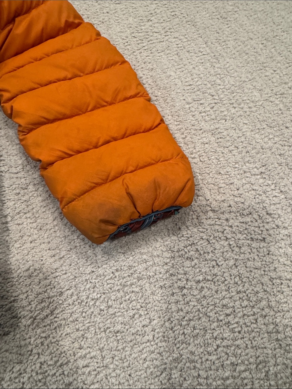 Patagonia Orange, Brown & Blue Hooded Puffer Jacket - Picture 4 of 10